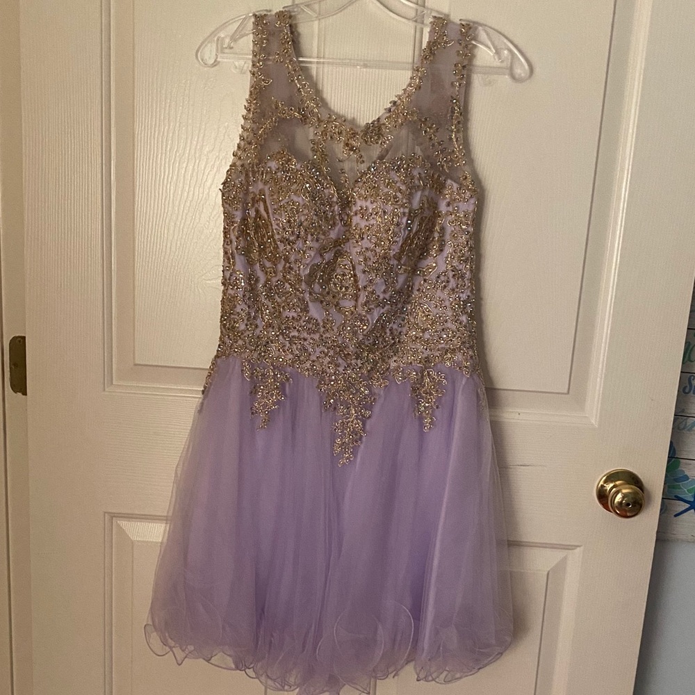 Aspeed Purple and gold homecoming/prom dress